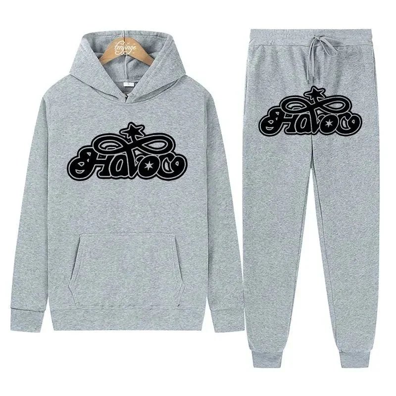 Design Hoodie and Sweatpants Set Orange Streetwear Tracksuit - 33