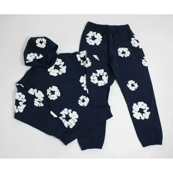 Off-White Floral Embroidered Orange Hoodie and Sweatpants Set - 12