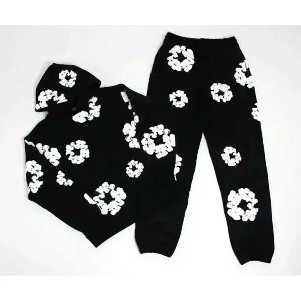 Off-White Floral Embroidered Orange Hoodie and Sweatpants Set - 6
