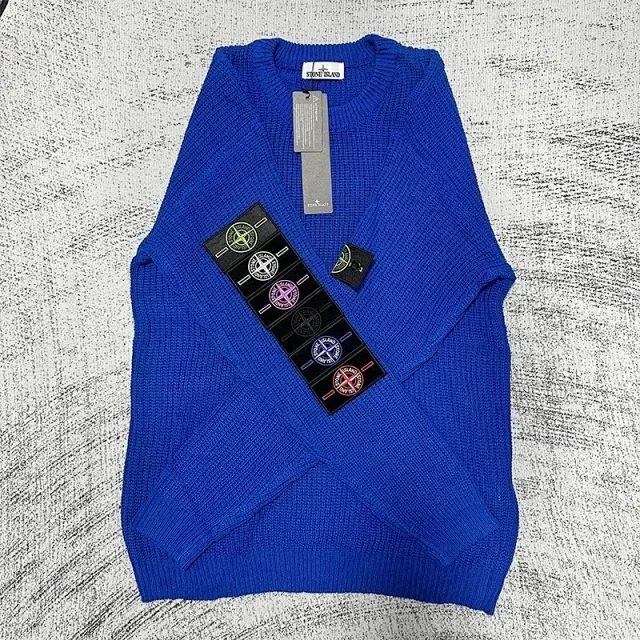 Stone Island Knitwear Crewneck knit sweater with compass sleeve badge product detail image 11
