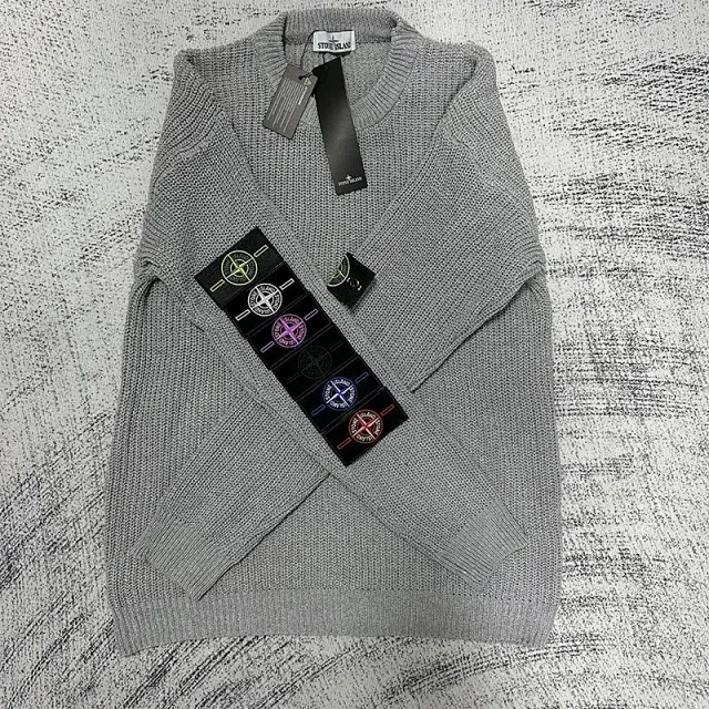 Stone Island Knitwear ST-C 010 ribbed knit sweater with compass sleeve badge product detail image 11