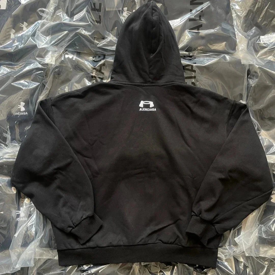 Balenciaga Logo Black Zip-Up Hoodie