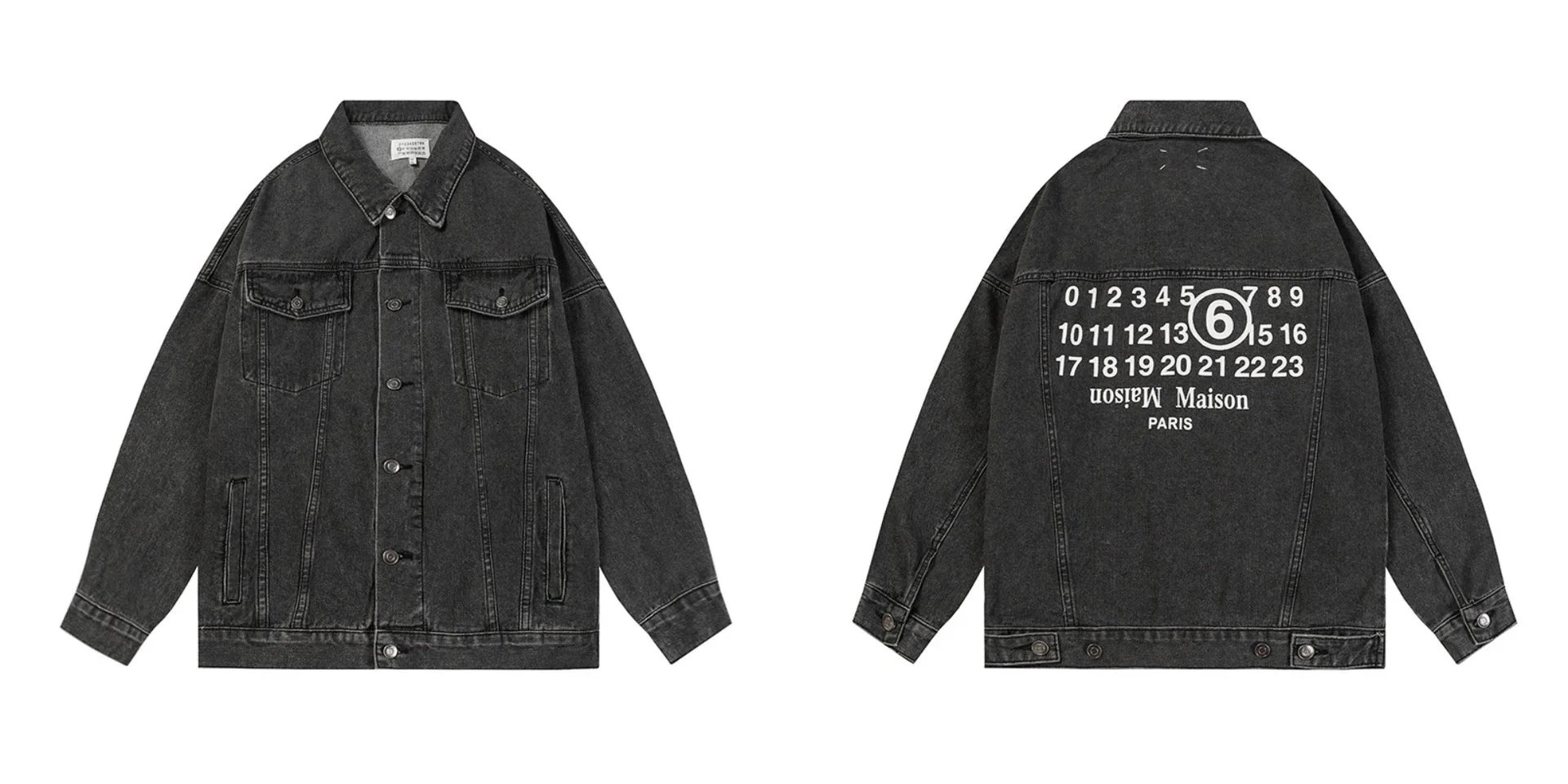 MM6 Letter Print Lapel Denim Jacket photo 2
