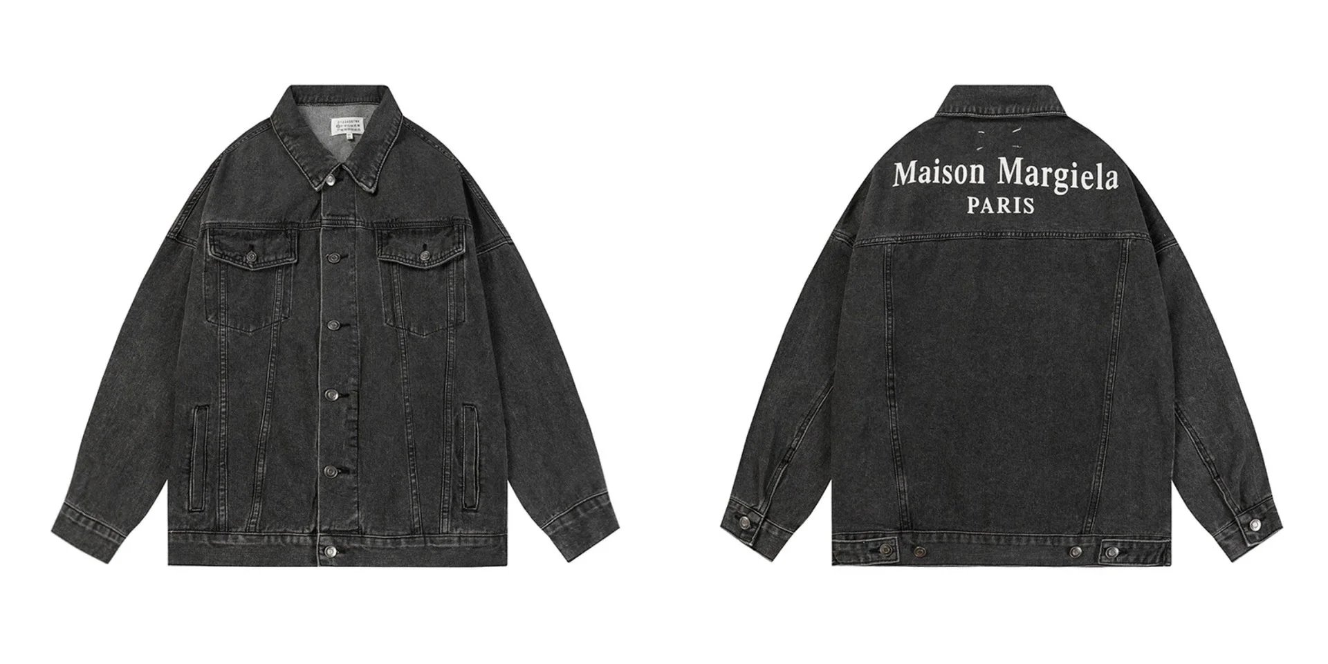 MM6 Letter Print Lapel Denim Jacket photo 3