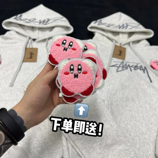 Stüssy x Nintendo Kirby Embroidered Hoodie Gray - 3