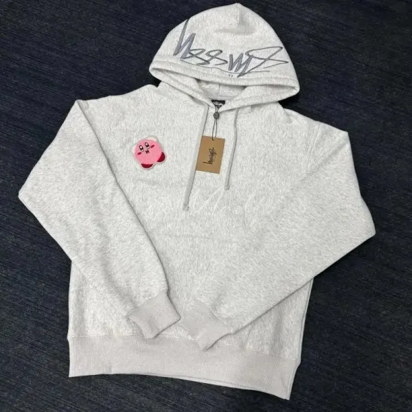 Stüssy x Nintendo Kirby Embroidered Hoodie Gray - 1