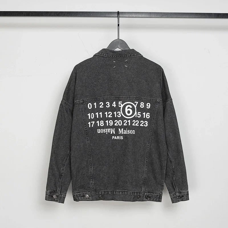 MM6 Letter Print Lapel Denim Jacket photo 5