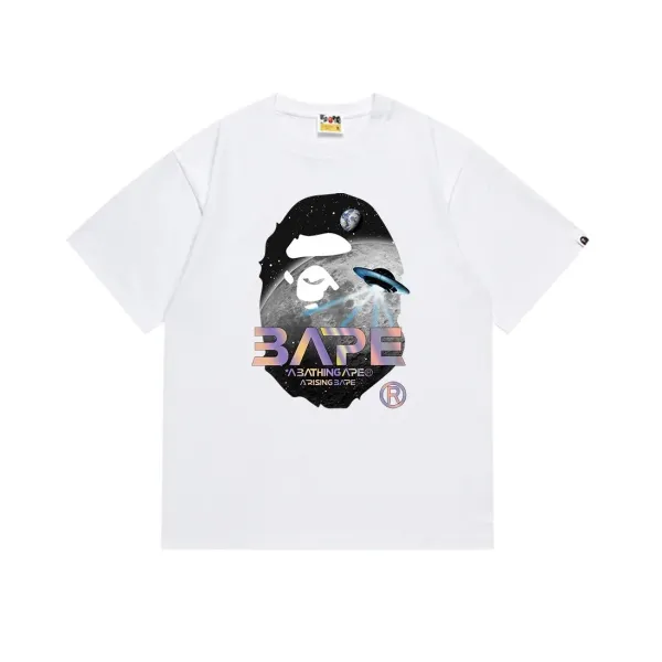 A Bathing Ape x Rising Ape Space猿头 Graphic White T-Shirt - 1