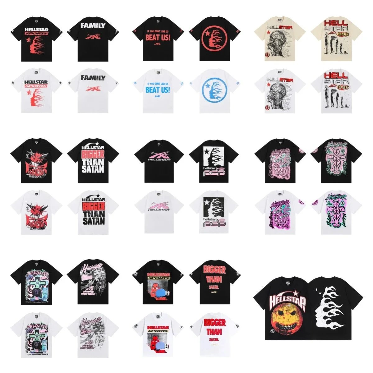 Hellstar Black White Graphic T-Shirt Collection