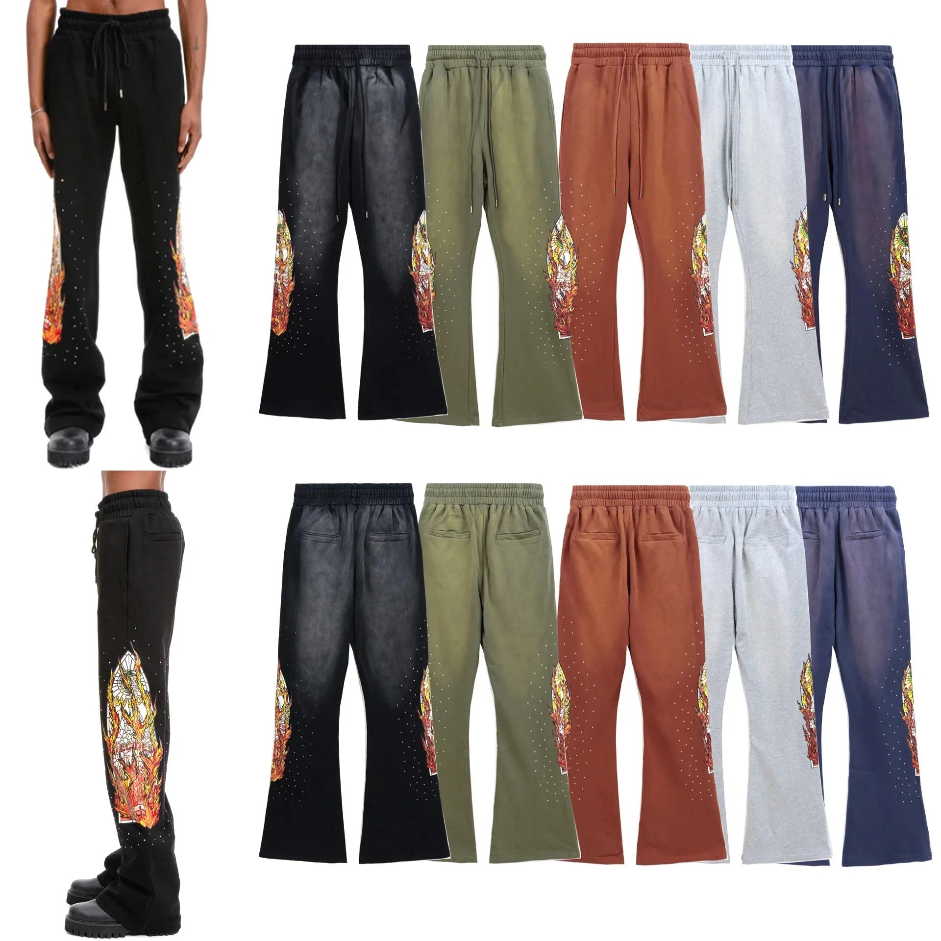 Gallery Dept. Flame Print Flared Sweatpants Black - 4