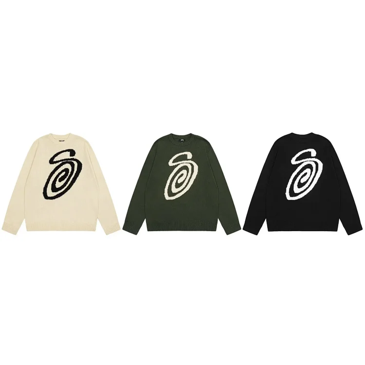 S letter series mosquito repellent jacquard logo solid color crew neck sweater(pic21) S letter series mosquito repellent jacquard logo solid color crew neck sweater