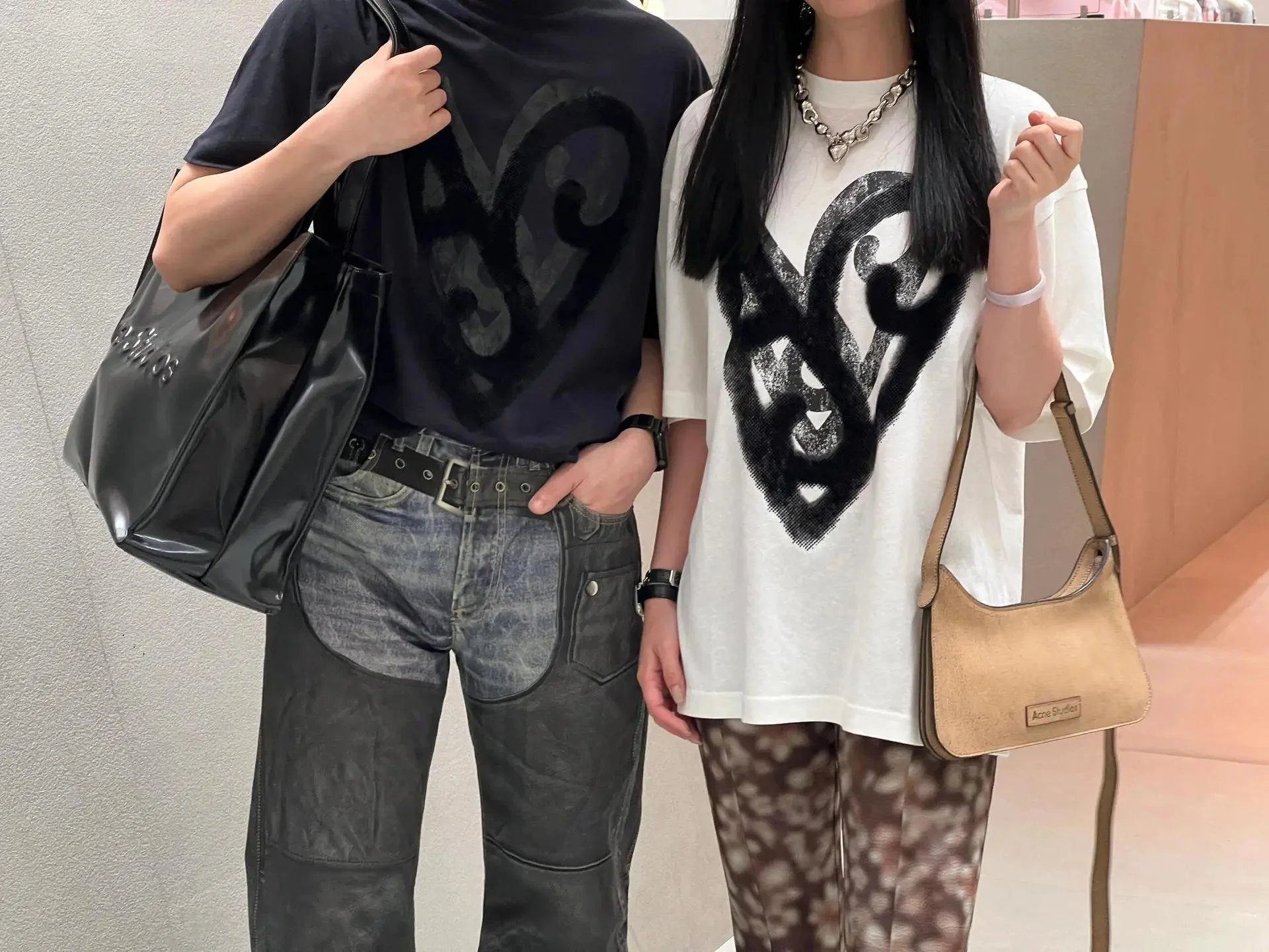 Acne Studios Heart Print Black T-Shirt - 11