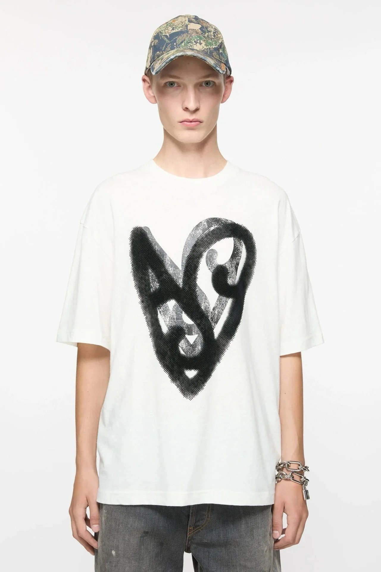 Acne Studios Heart Print Black T-Shirt - 4