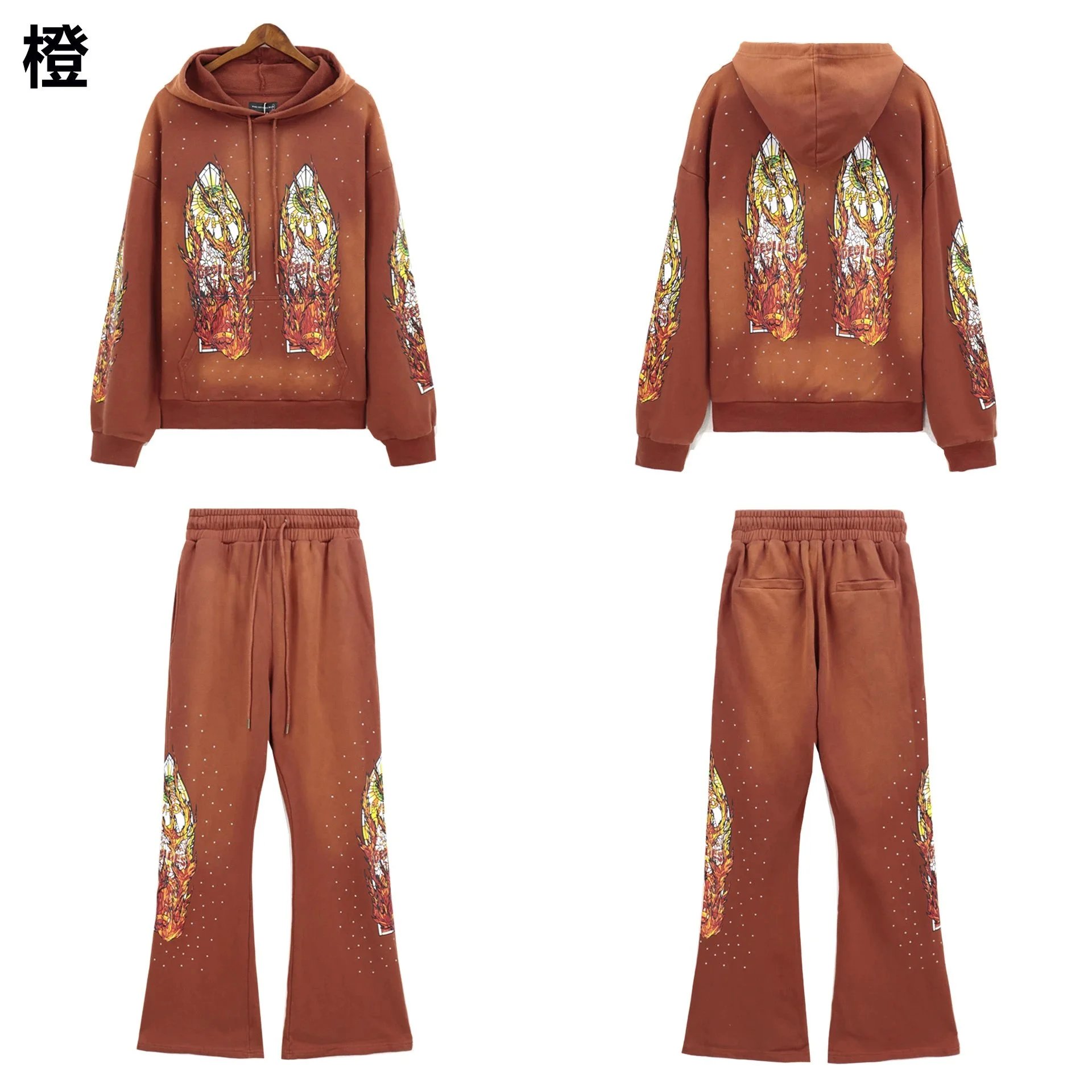 Gallery Dept. Flame Print Flared Sweatpants Black - 10
