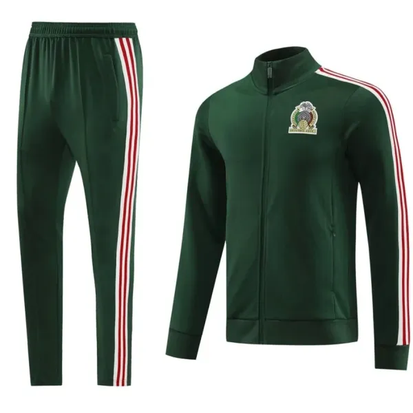 Mexico National Team Tracksuit Green with Red-White Stripes Tracksuit - 1
