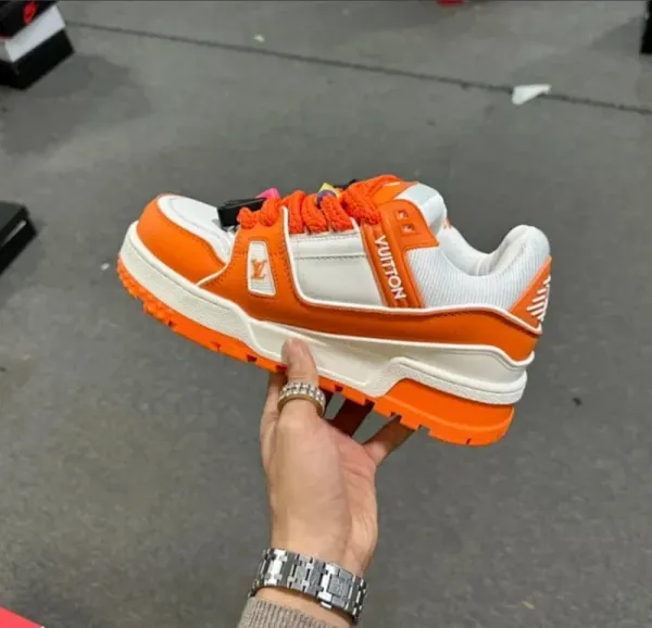 Louis Vuitton Trainer Orange and White Chunky Sneakers - 1