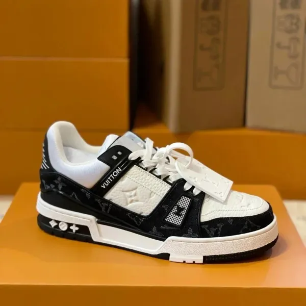 Louis Vuitton Trainer Monogram Black and White Sneakers - 1