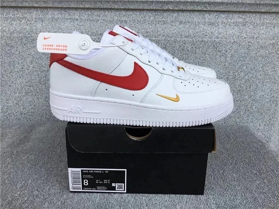 Nike Air Force 1 '07 White Red Gold Sneakers - 1