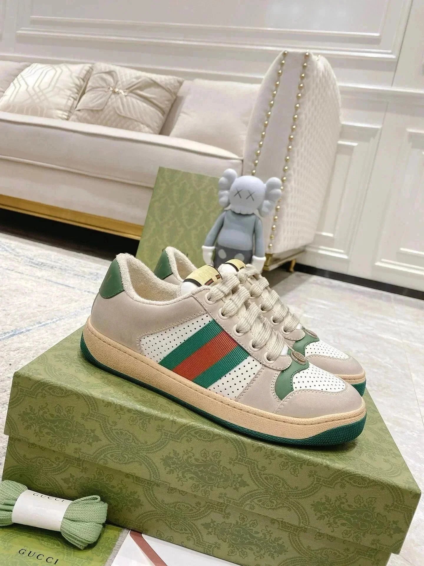 Gucci Rhyton Green-Red Web Sneakers