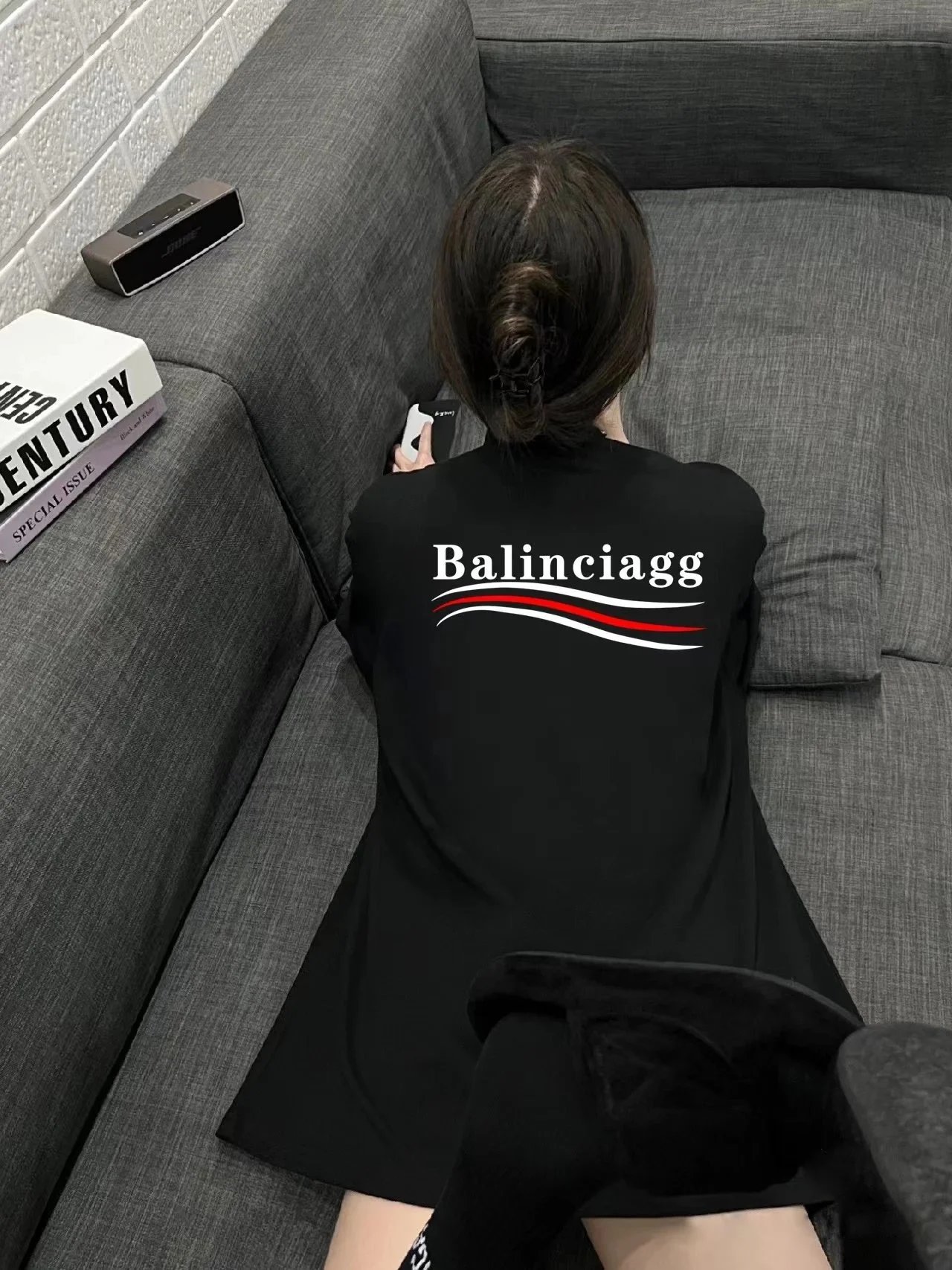 Balenciaga Flame Logo T-Shirt Black - 4