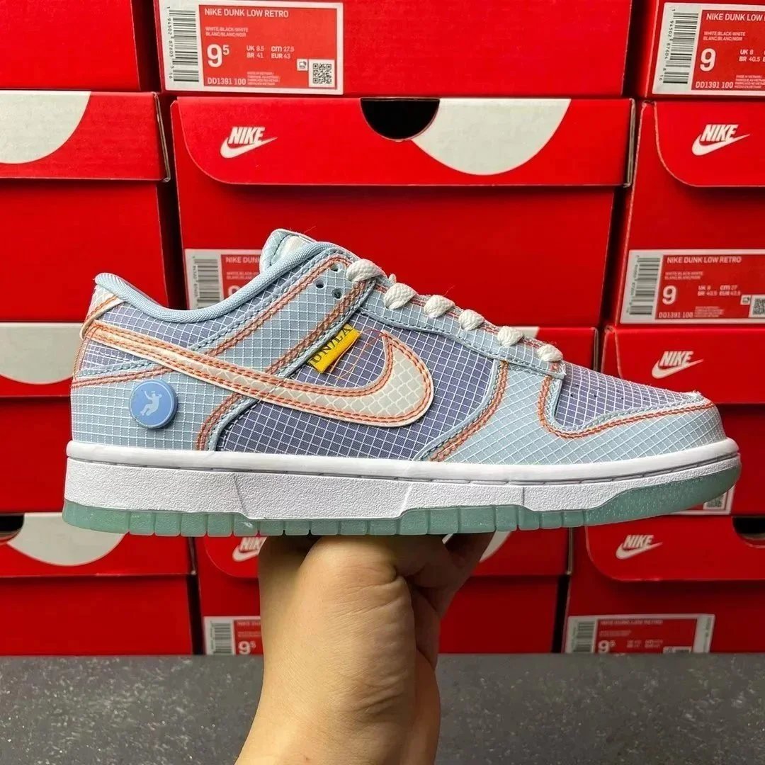 Nike Dunk Low Retro White/Blue Suede Sneakers - 10