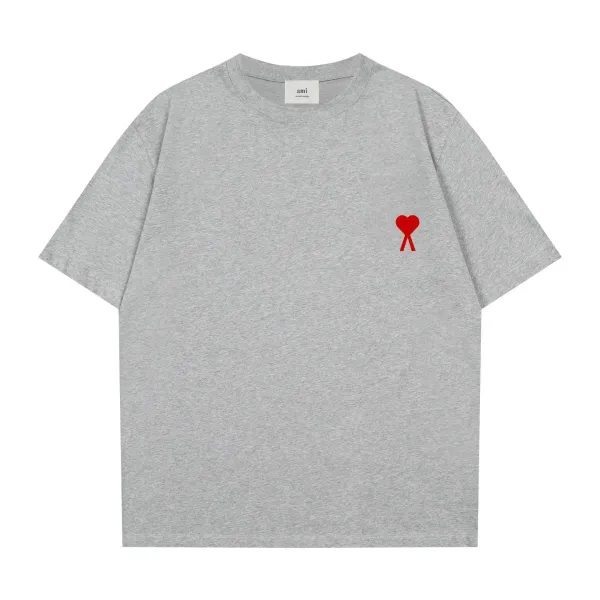 Ami Paris Heart Logo T-Shirt Gray - 1