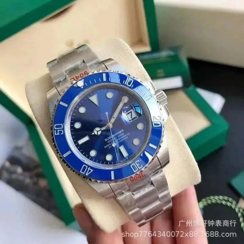 Rolex Submariner Blue Bezel Black Dial Stainless Steel Watch - 5