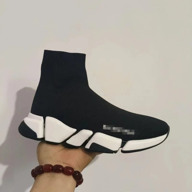 Balenciaga Speed Trainer Black and White Sneakers - 4