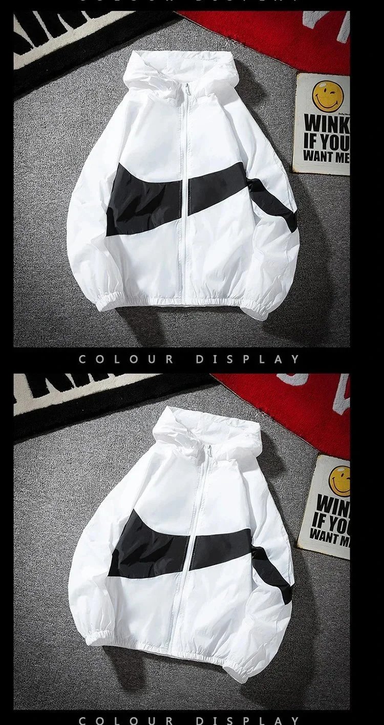 Design Color-Block Windbreaker Jacket in Red, White, and Black - 10