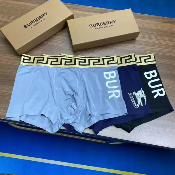 Versace Logo-Print Boxer Briefs in Gray, Lilac, and Navy Underwear - 7