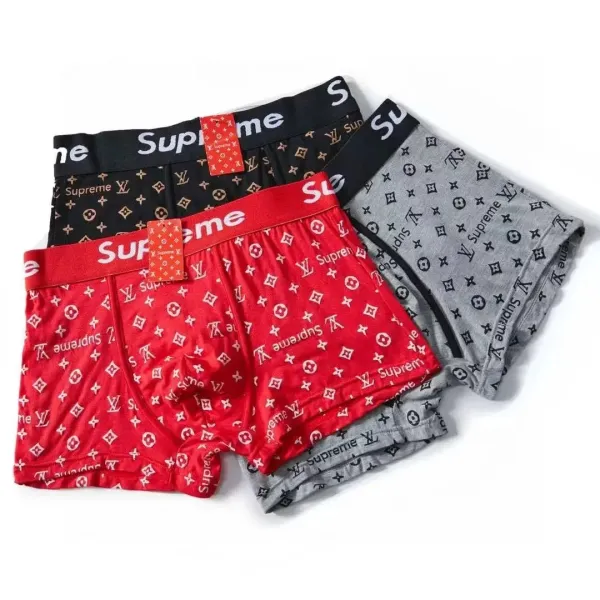 Supreme x Louis Vuitton Monogram Boxer Briefs Red Black Gray - 1