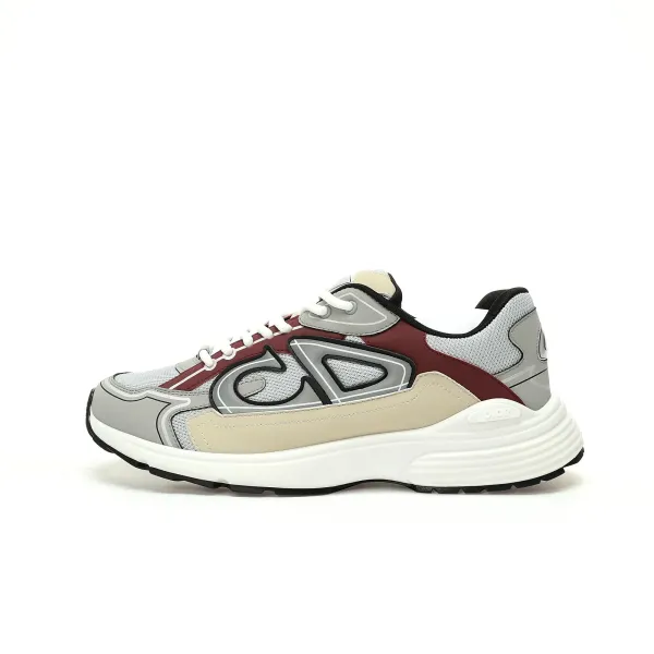 Dior B23 Low Burgundy Gray Beige Chunky Sneakers - 1