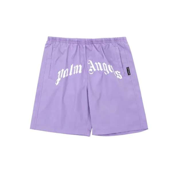 Palm Angels Logo Print Nylon Shorts Purple - 1