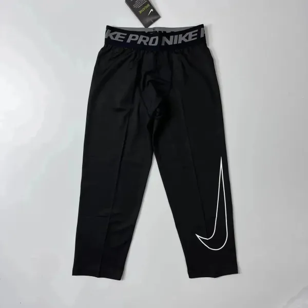 Nike Pro Black Compression Leggings with White Swoosh - 1