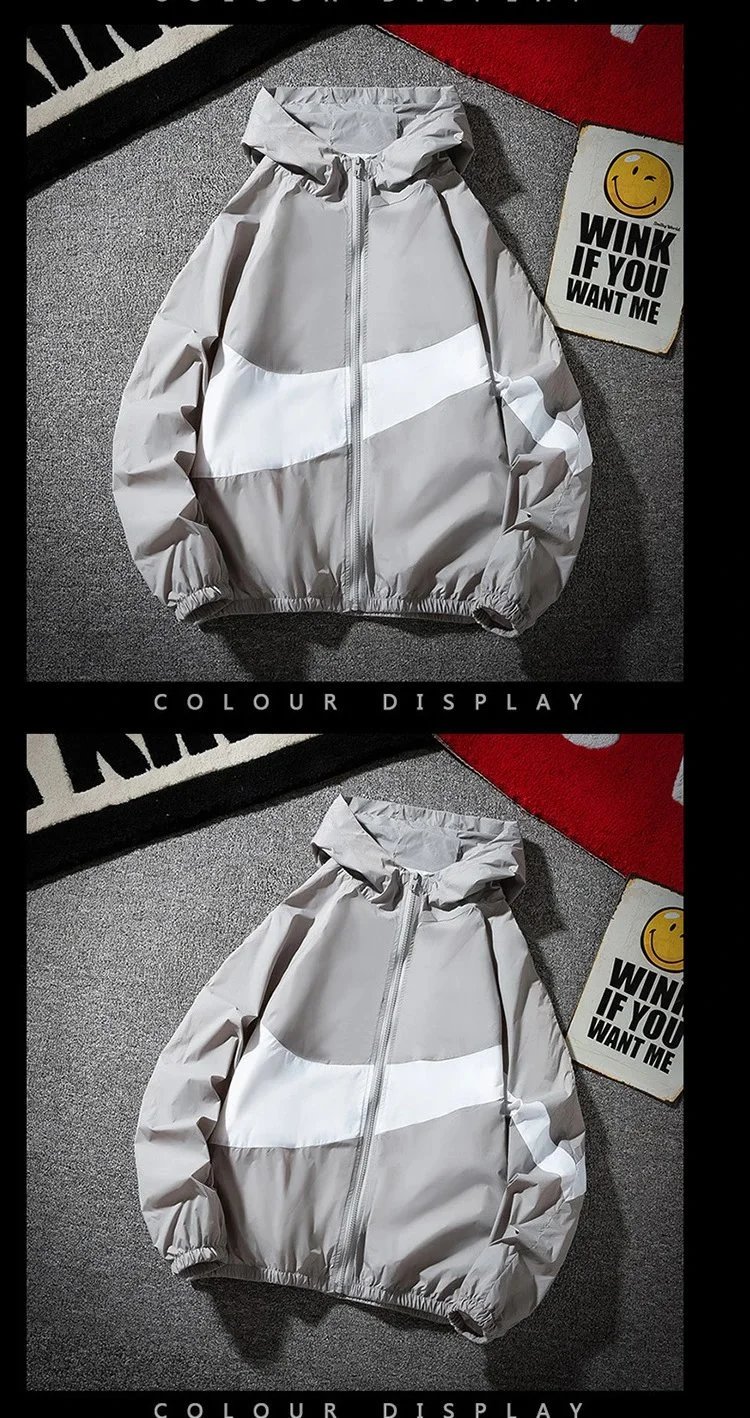 Design Color-Block Windbreaker Jacket in Red, White, and Black - 11