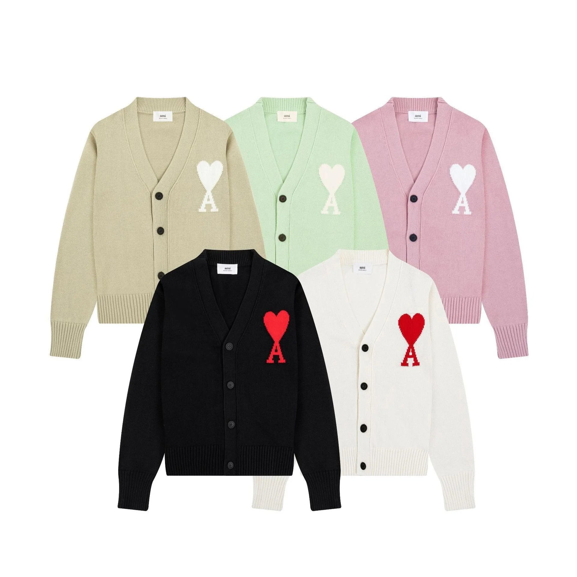 Ami Paris de Coeur Heart Logo Knit Cardigan