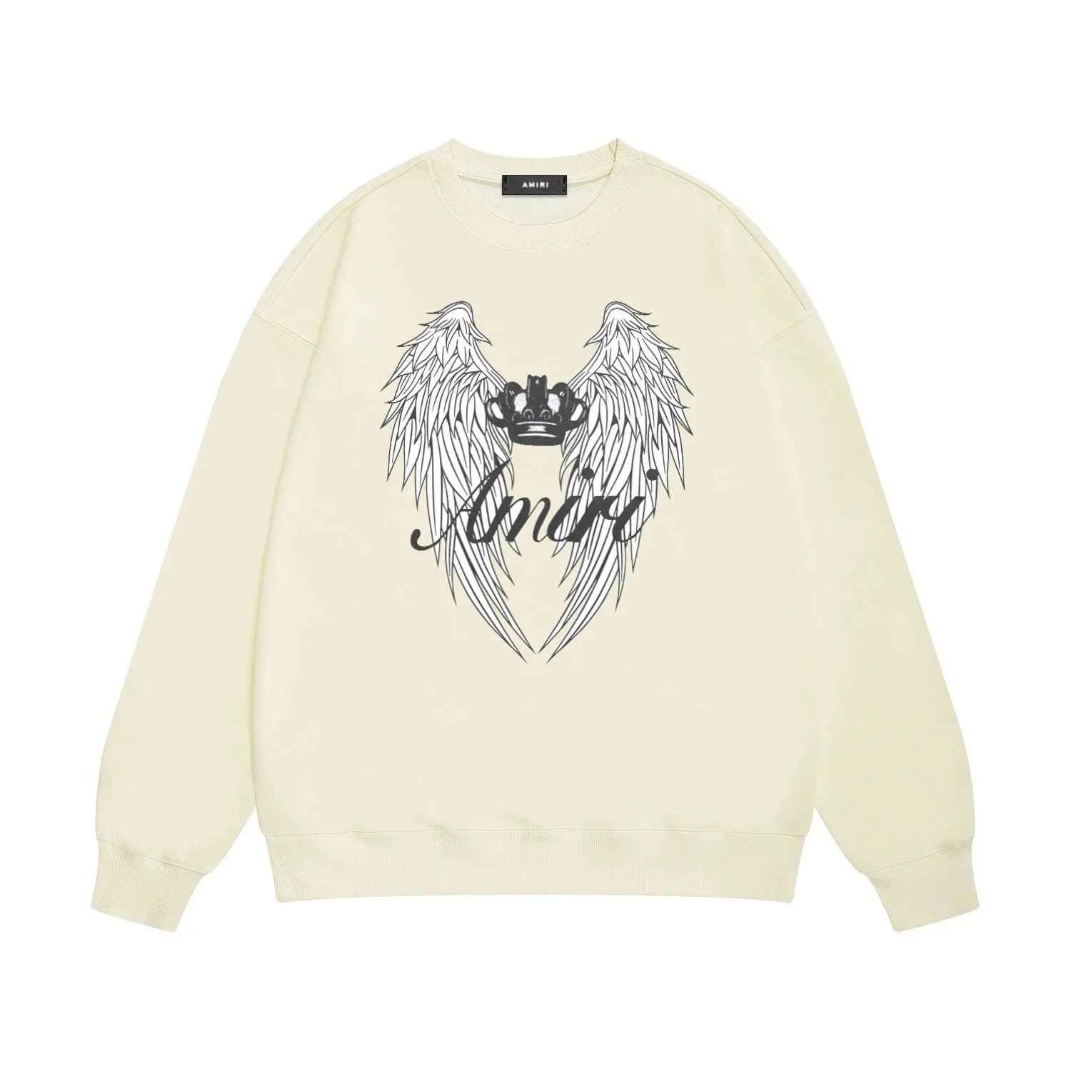 Amiri Records Logo Embroidered Beige Hoodie - 10