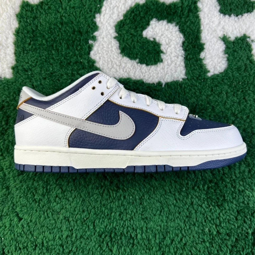 Nike Dunk Low Navy and White Leather Sneakers - 1