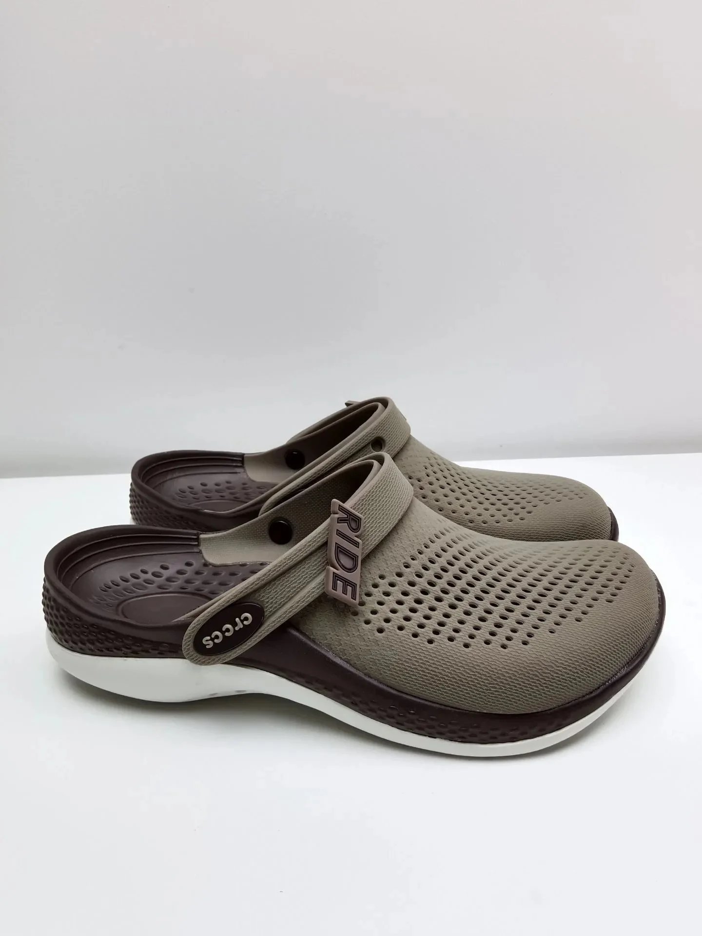 Crocs Ride Clog Olive Green and Chocolate Brown Casual Shoes - 1