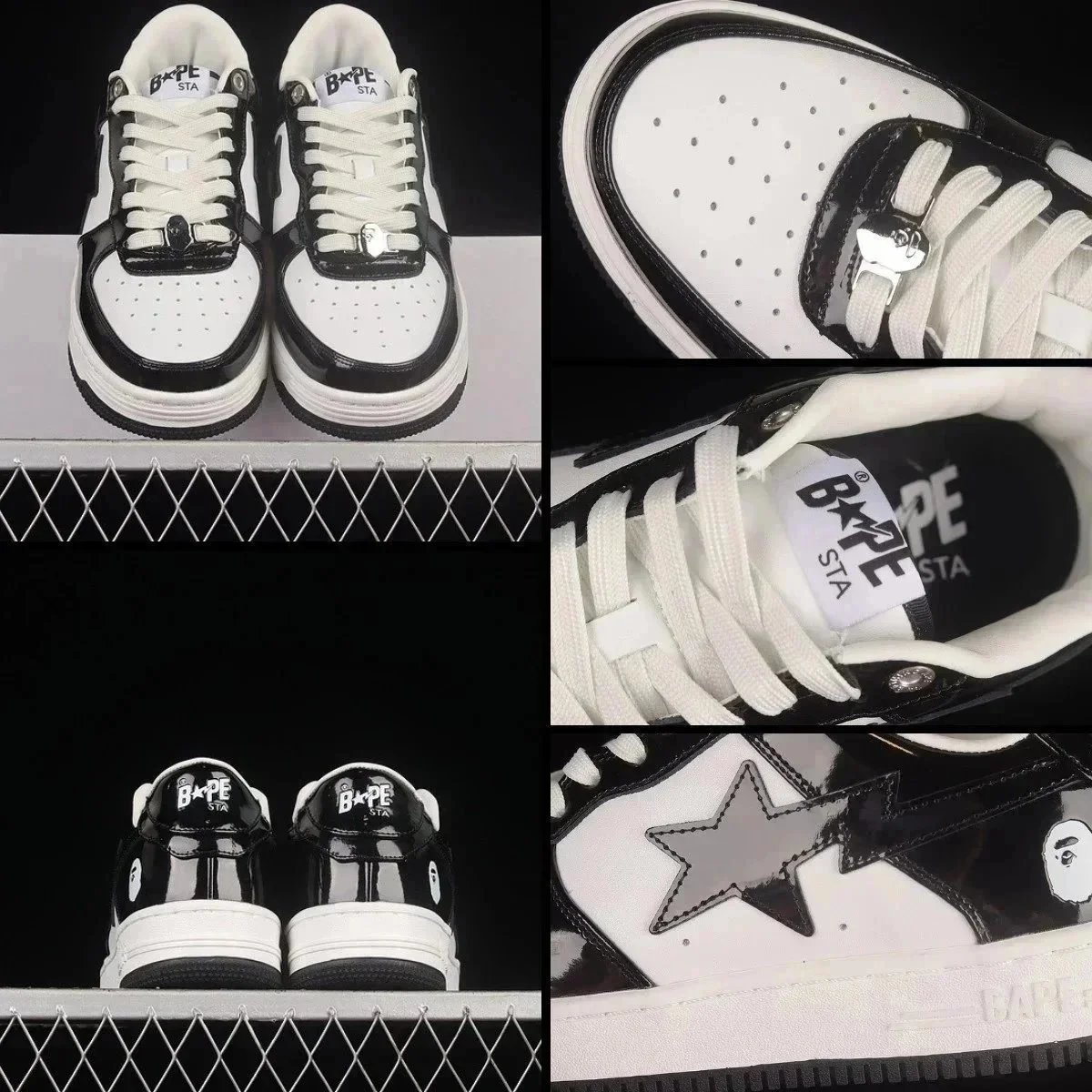 A Bathing Ape Shark Star Low White Sneakers - 3