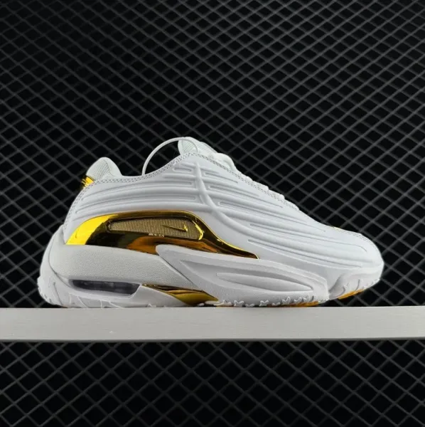 Nike Air Max Plus White and Gold Metallic Sneakers - 1