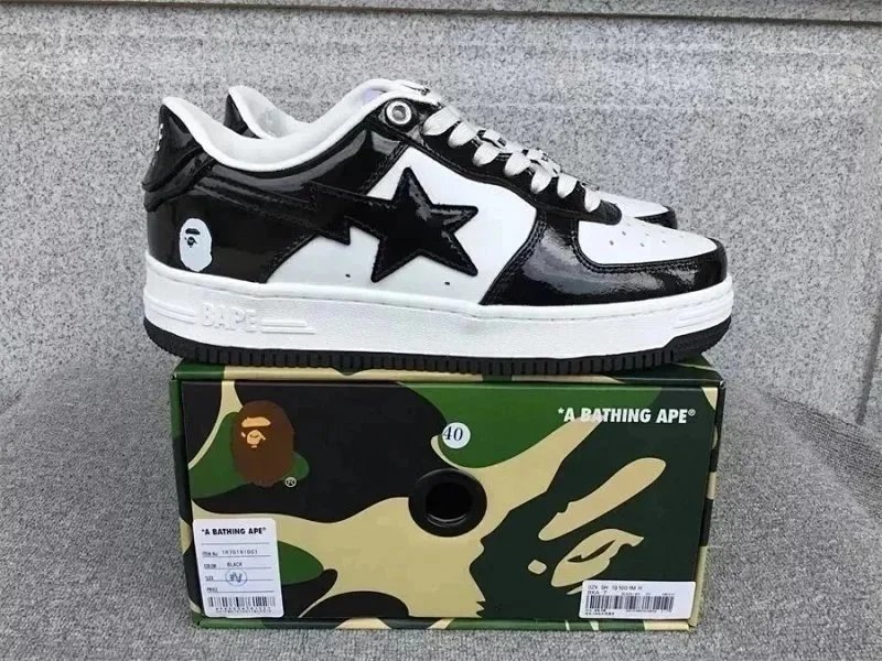 A Bathing Ape Shark Star Low White Sneakers - 11
