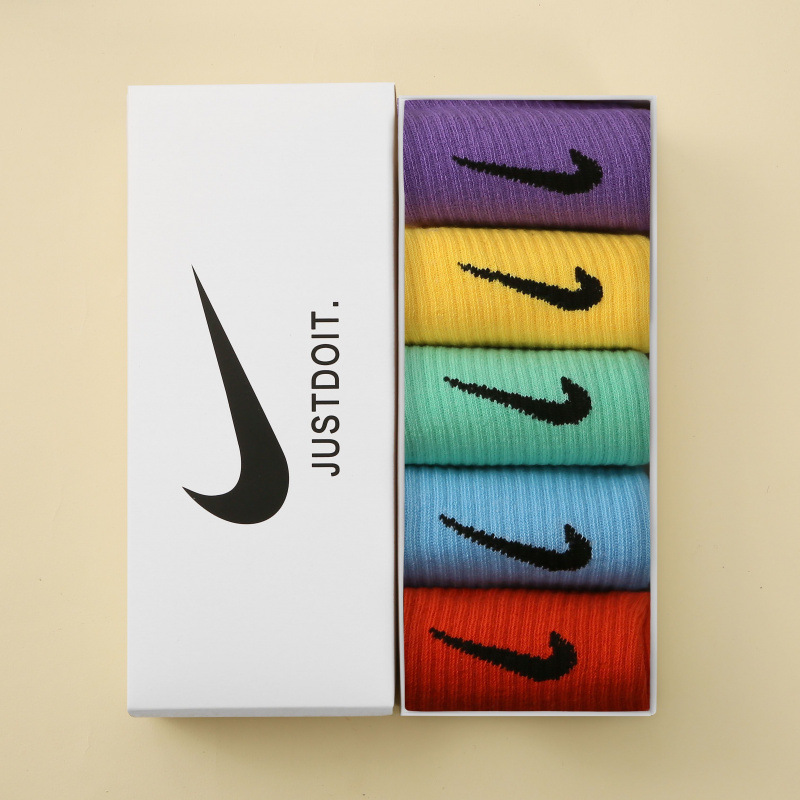 Nike Swoosh Logo Crew Socks Black and Gray Pack - 8