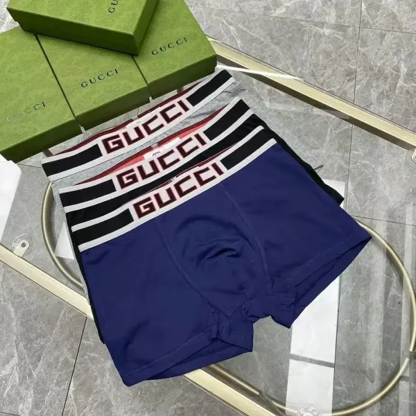 Gucci Logo-Striped Cotton Boxer Briefs Navy Blue - 1