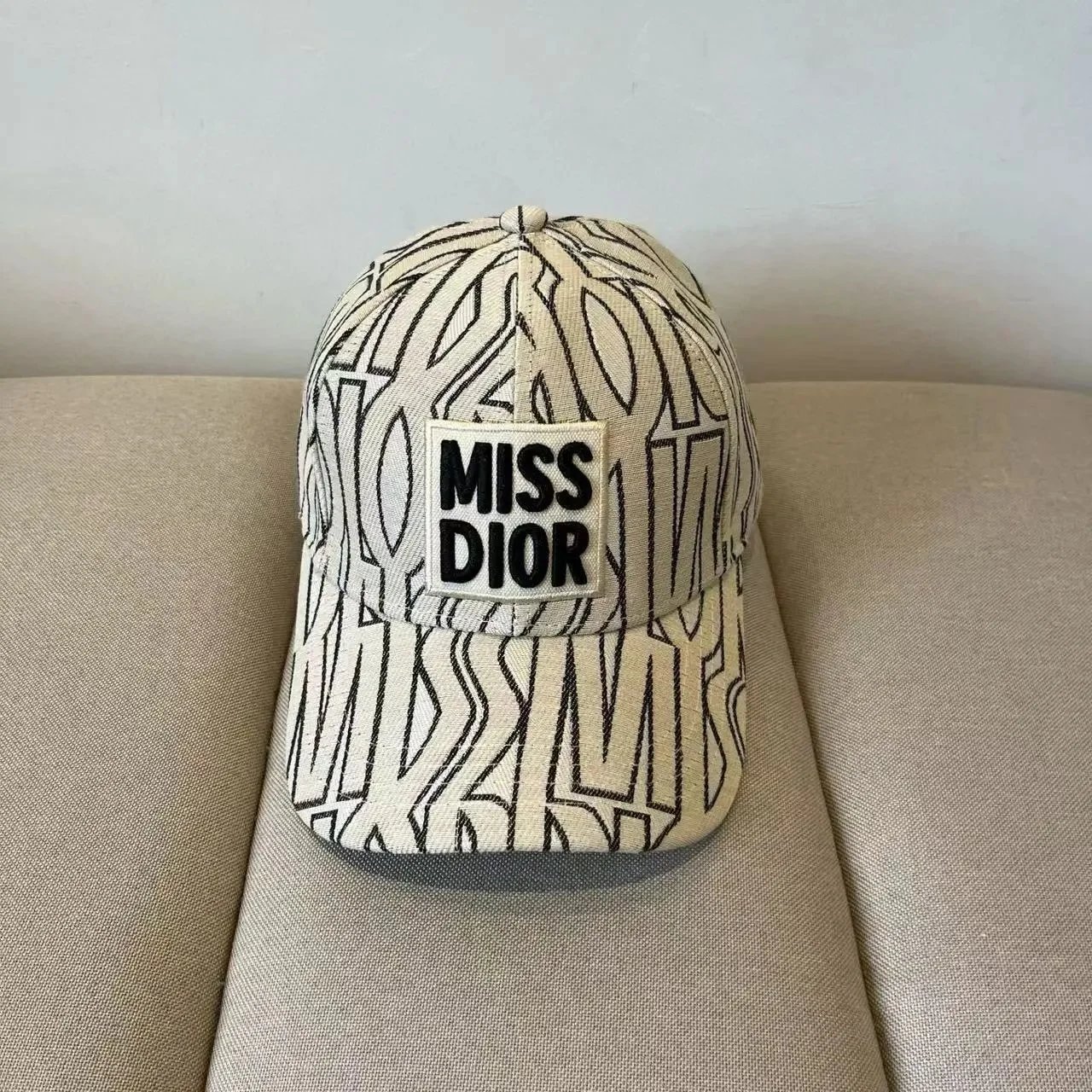 Dior Miss Dior Oblique Print Baseball Cap Beige - 1