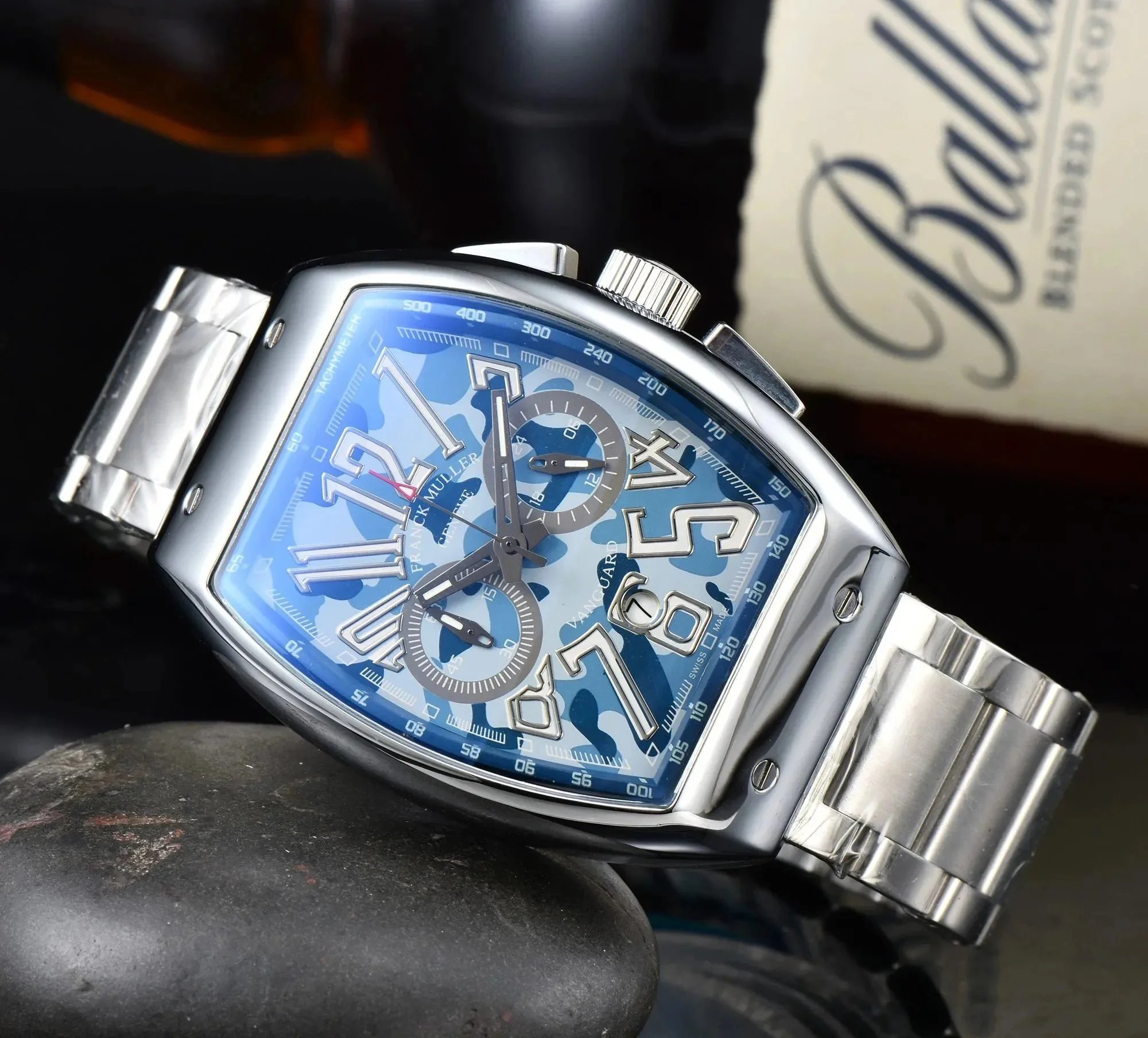 Franck Muller Vanguard Camouflage Chronograph Brown Leather Strap Mechanical Watch - 9