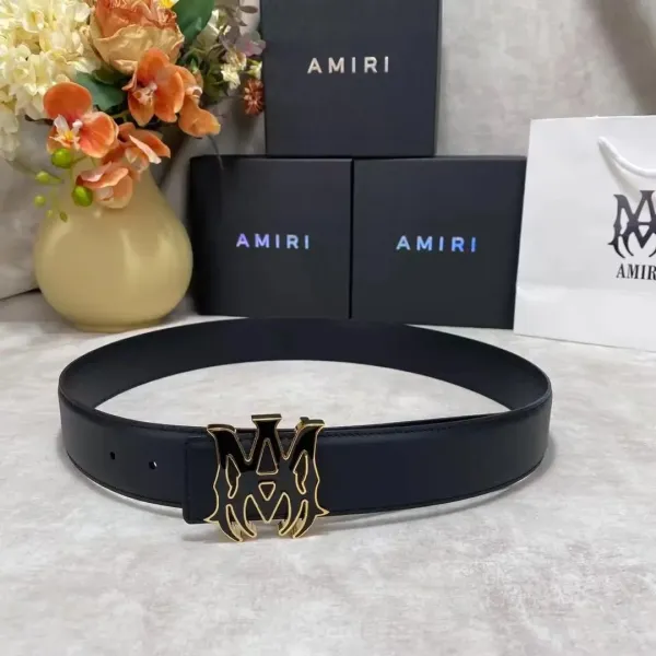 Amiri Logo Buckle Leather Belt Black - 9