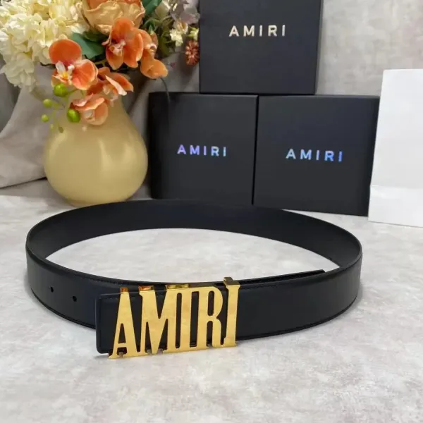 AMIRI Logo Buckle Leather Belt Black - 1