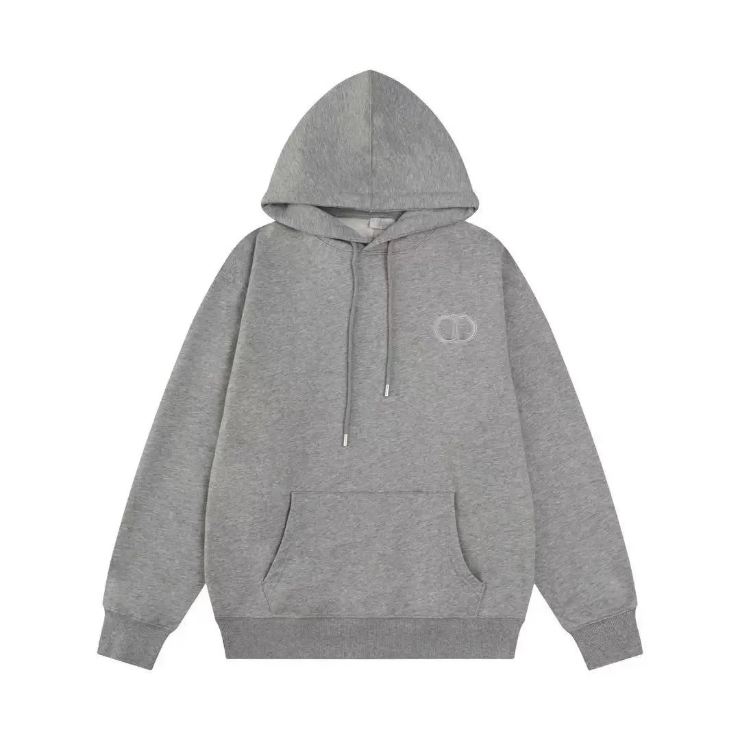 Dior CD Logo Embroidered Heather Gray Sweatshirt - 10