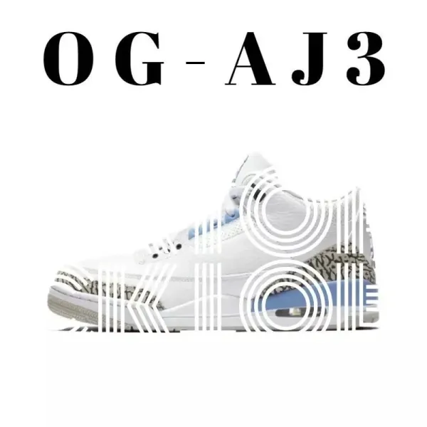 Air Jordan 3 OG White Cement Blue Sneakers - 1